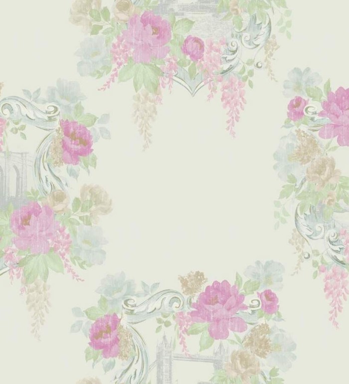 Papel pintado monumentos enmarcados en flores - Julienne 564458