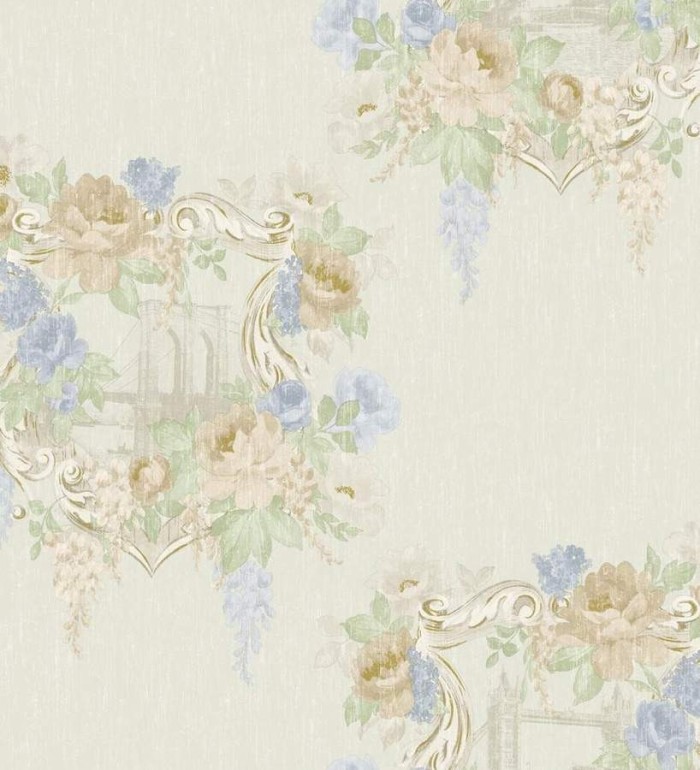 Papel pintado monumentos enmarcados en flores - Julienne 564460