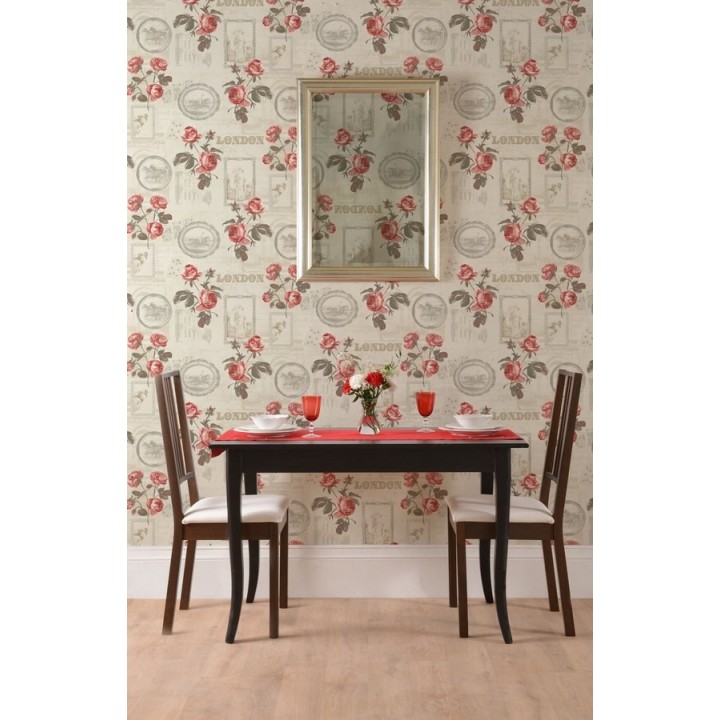 Papel pintado collage de retratos y flores vintage - Vintage London 564461