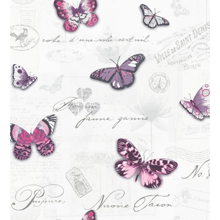 Papel pintado collage de mariposas y sellos - Libella 564469