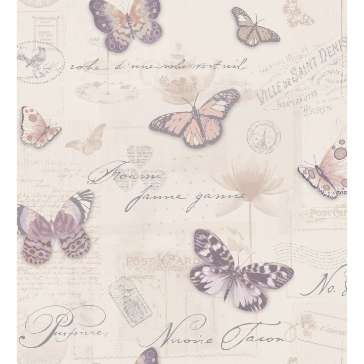 Papel pintado collage de mariposas y sellos - Libella 564470