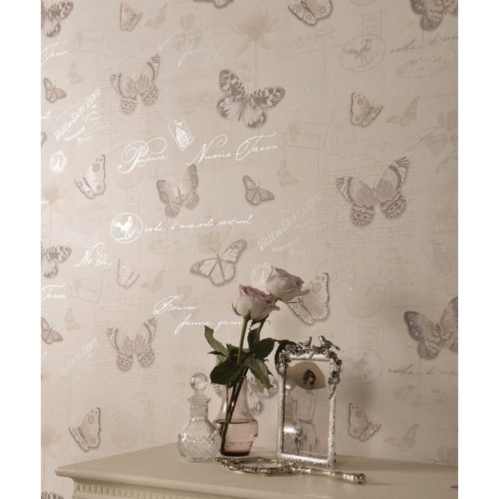 Papel pintado collage de mariposas y sellos - Libella 564470