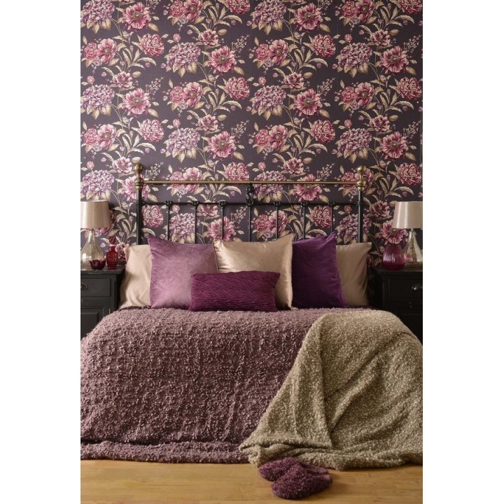 Papel pintado flores grandes con pájaros vintage - Aldara 564475