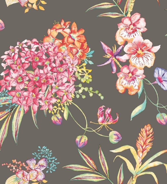 Papel pintado hortensias y petunias de acuarela - Dhara 564488