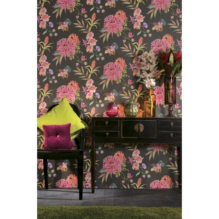 Papel pintado hortensias y petunias de acuarela - Dhara 564488