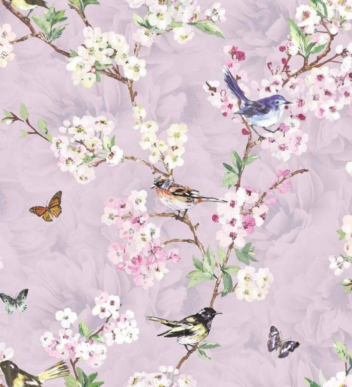 Papel pintado pájaros y flores románticas - Vega 564499