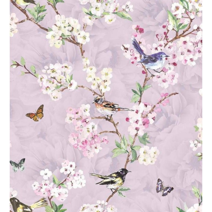 Papel pintado pájaros y flores románticas - Vega 564499