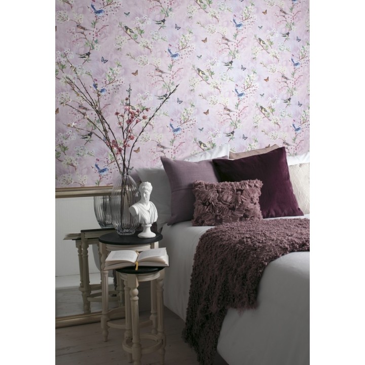 Papel pintado pájaros y flores románticas - Vega 564499