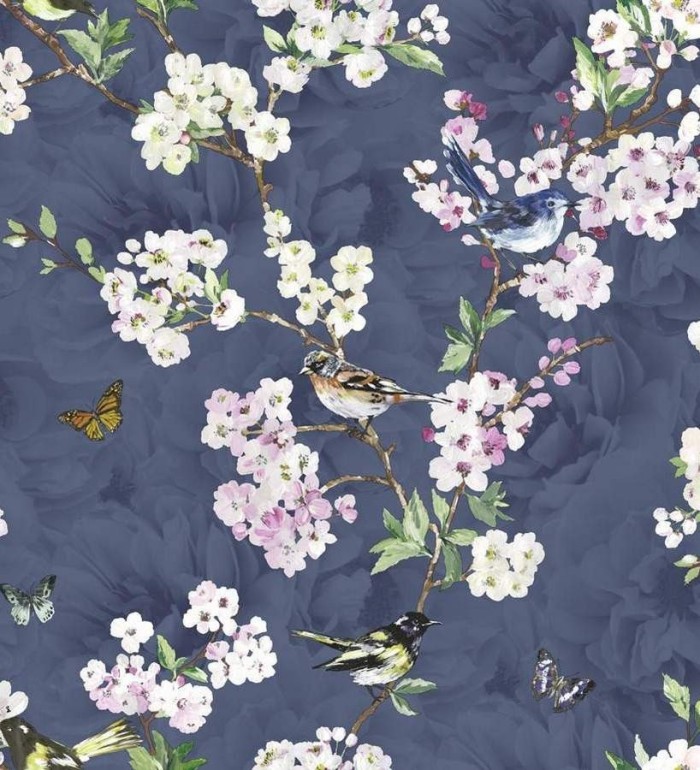 Papel pintado pájaros y flores románticas - Vega 564501