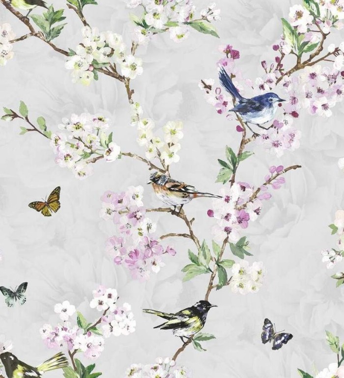 Papel pintado pájaros y flores románticas - Vega 564502