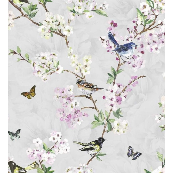 Papel pintado pájaros y flores románticas - Vega 564502