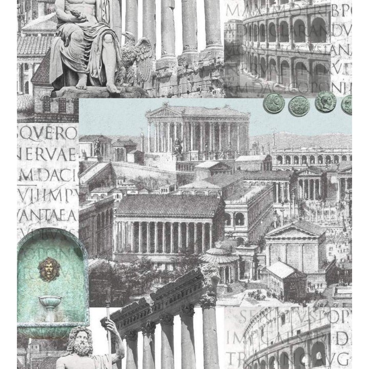 Papel pintado collage ciudades romanas y griegas blanco y negro - Roma Antica 564511