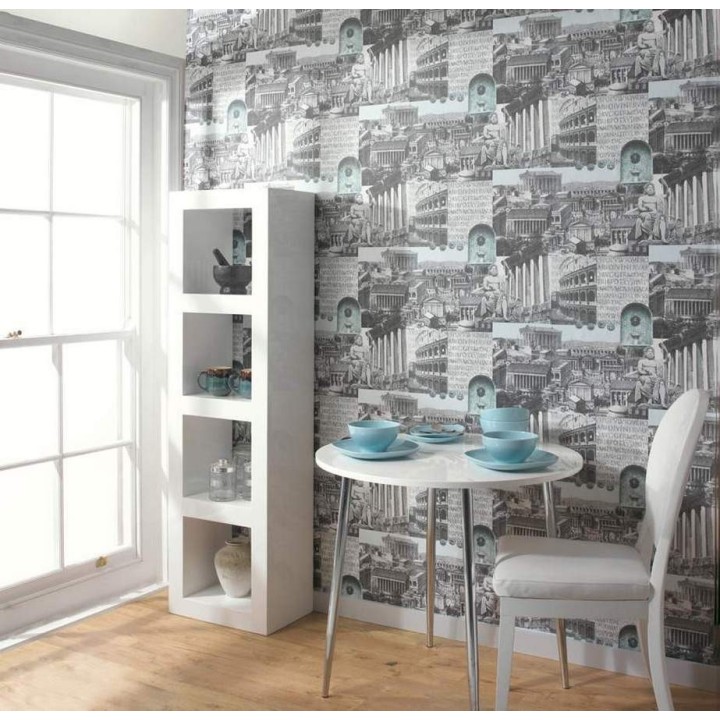 Papel pintado collage ciudades romanas y griegas blanco y negro - Roma Antica 564511