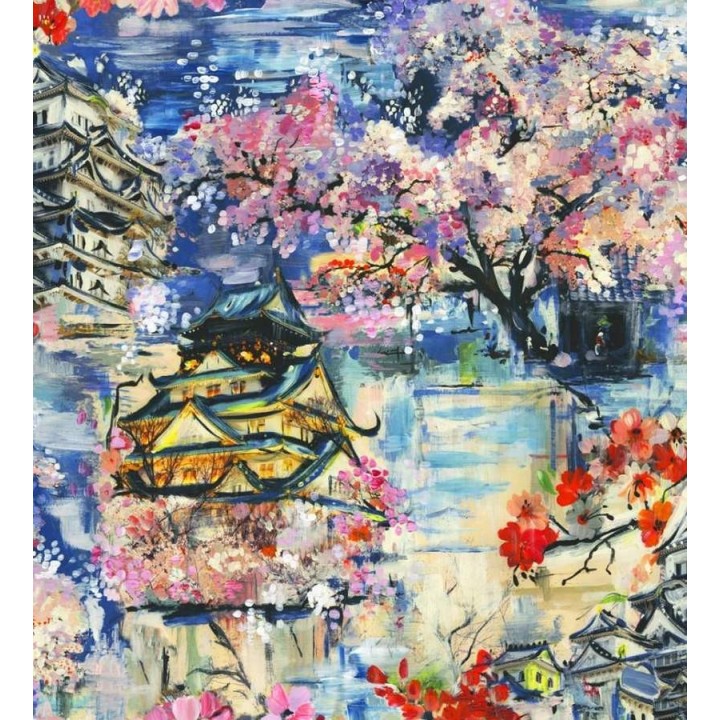 Papel pintado iconos orientales de acuarela multicolor - Mihoko 564516