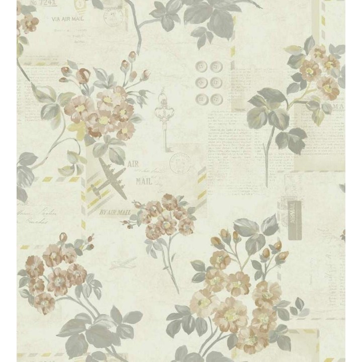 Papel pintado collage de flores y cartas vintage - Flower Postcard 564522