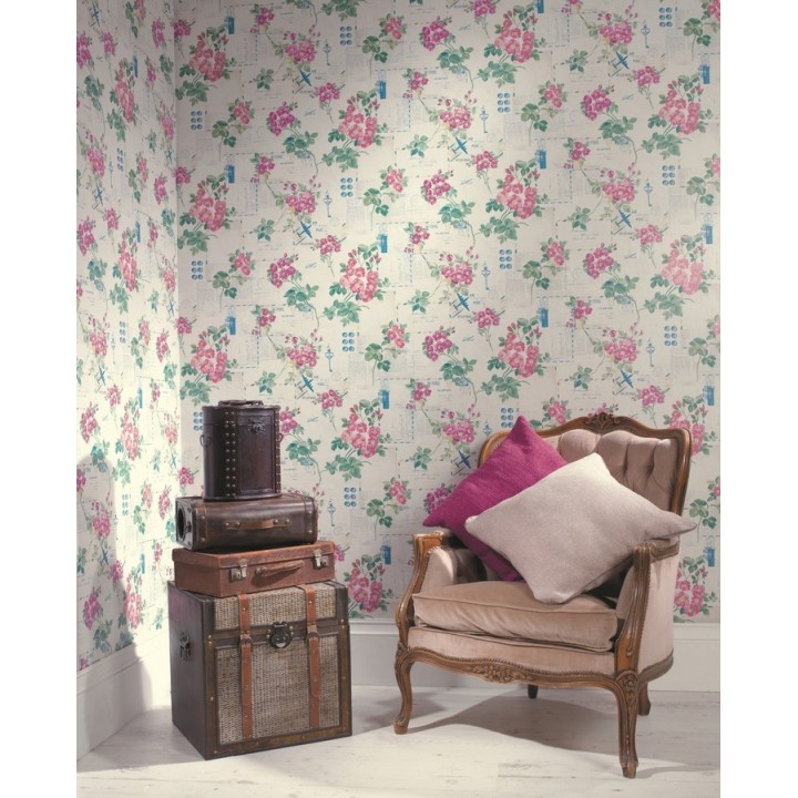 Papel pintado collage de flores y cartas vintage - Flower Postcard 564523