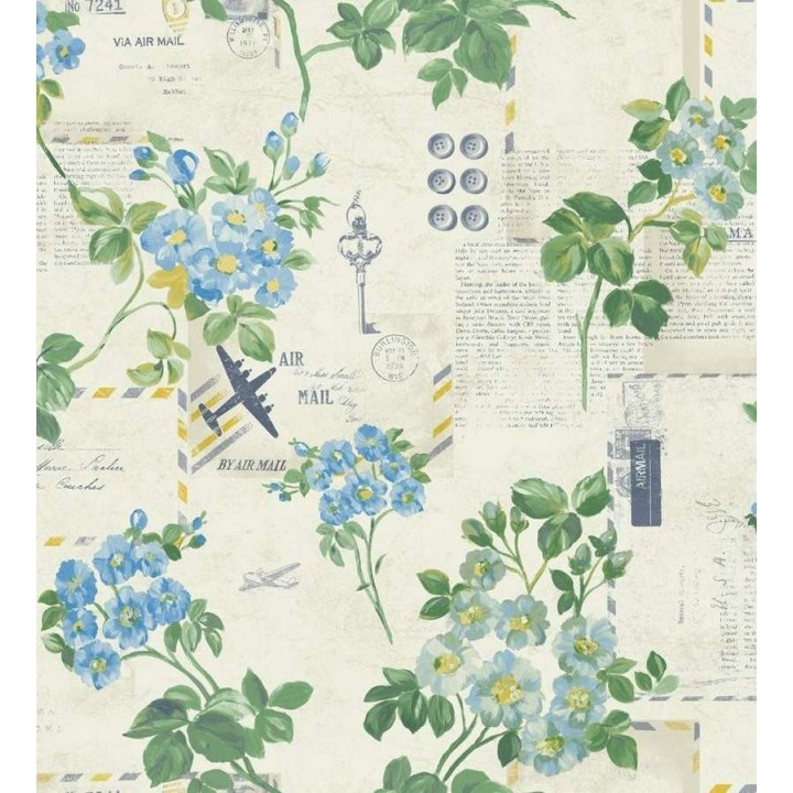 Papel pintado collage de flores y cartas vintage - Flower Postcard 564525