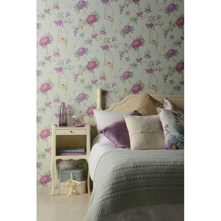 Papel pintado flores y pájaros románticos ingleses - Angelique 564530