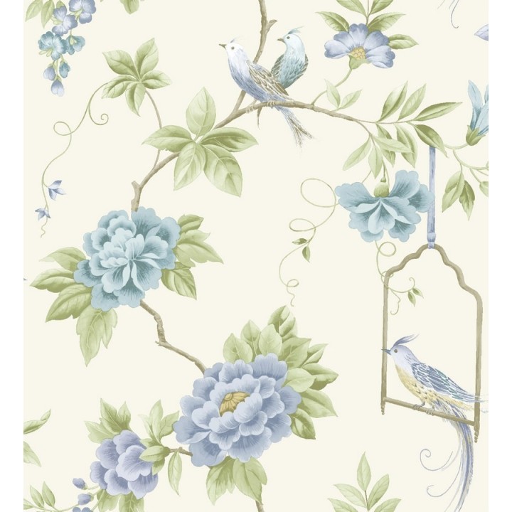 Papel pintado flores y pájaros románticos ingleses - Angelique 564531