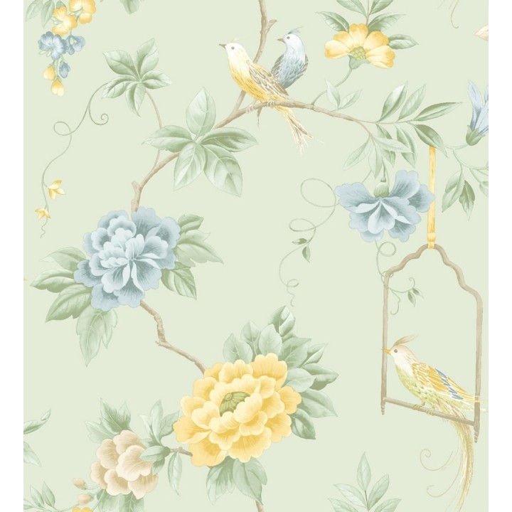 Papel pintado flores y pájaros románticos ingleses - Angelique 564532