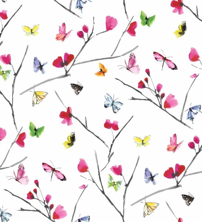 Papel pintado naturaleza de mariposas pequeñas de acuarela - Lizren 564538