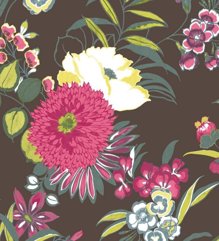 Papel pintado naturaleza de flores grandes y pequeñas - Rosalinda 564553