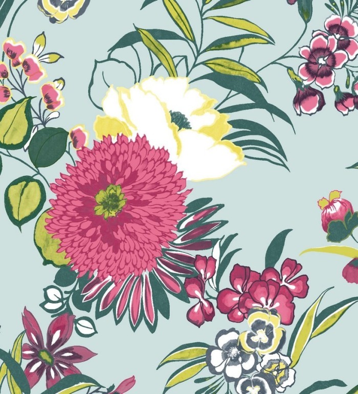 Papel pintado naturaleza de flores grandes y pequeñas - Rosalinda 564554