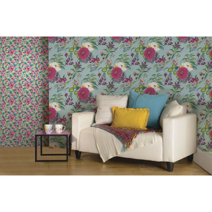 Papel pintado naturaleza de flores grandes y pequeñas - Rosalinda 564554