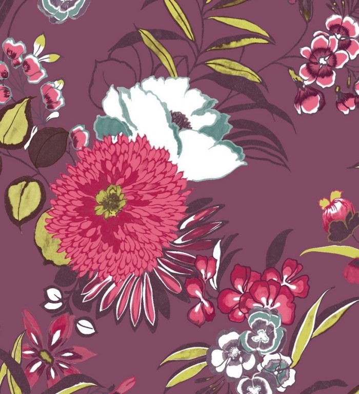 Papel pintado naturaleza de flores grandes y pequeñas - Rosalinda 564555