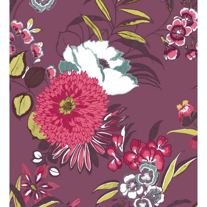 Papel pintado naturaleza de flores grandes y pequeñas - Rosalinda 564555