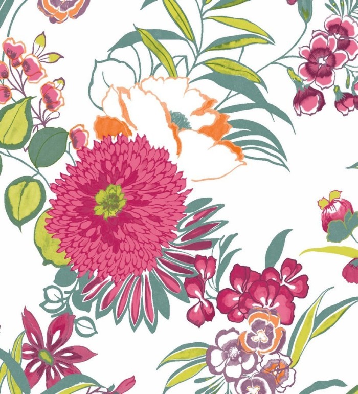 Papel pintado naturaleza de flores grandes y pequeñas - Rosalinda 564556