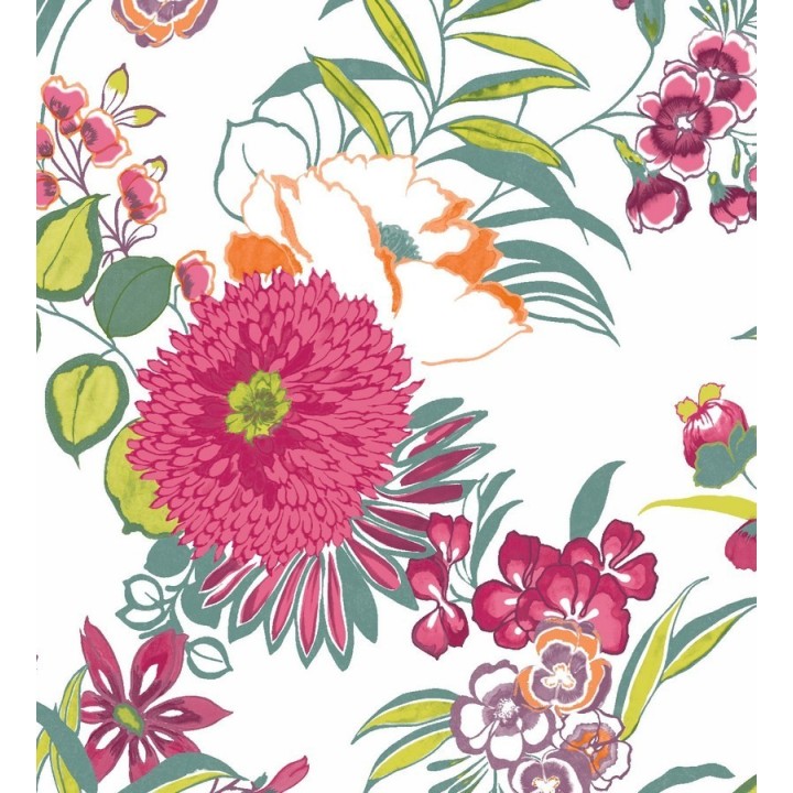 Papel pintado naturaleza de flores grandes y pequeñas - Rosalinda 564556