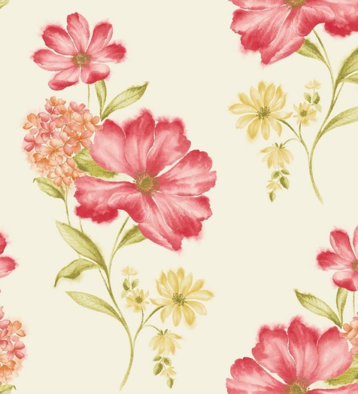 Papel pintado flor de cosmos y hortensias vintage - Bianca 564557