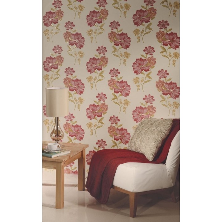 Papel pintado flor de cosmos y hortensias vintage - Bianca 564557