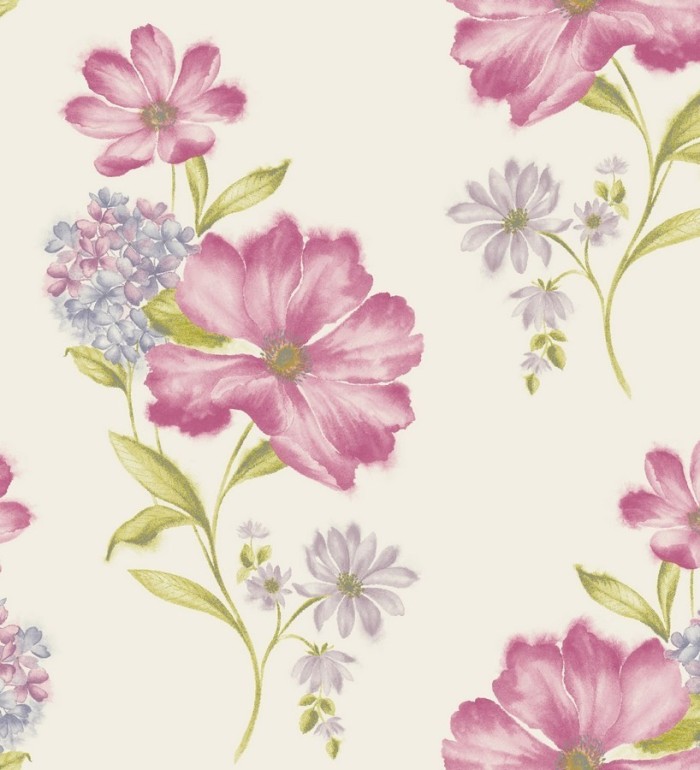 Papel pintado flor de cosmos y hortensias vintage - Bianca 564558