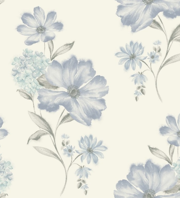 Papel pintado flor de cosmos y hortensias vintage - Bianca 564559