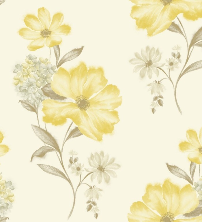 Papel pintado flor de cosmos y hortensias vintage - Bianca 564560