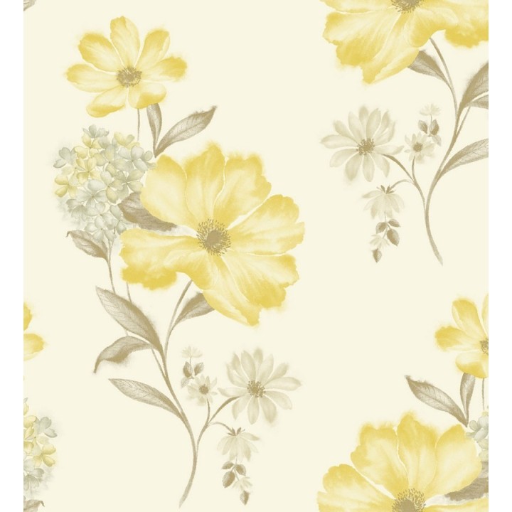 Papel pintado flor de cosmos y hortensias vintage - Bianca 564560