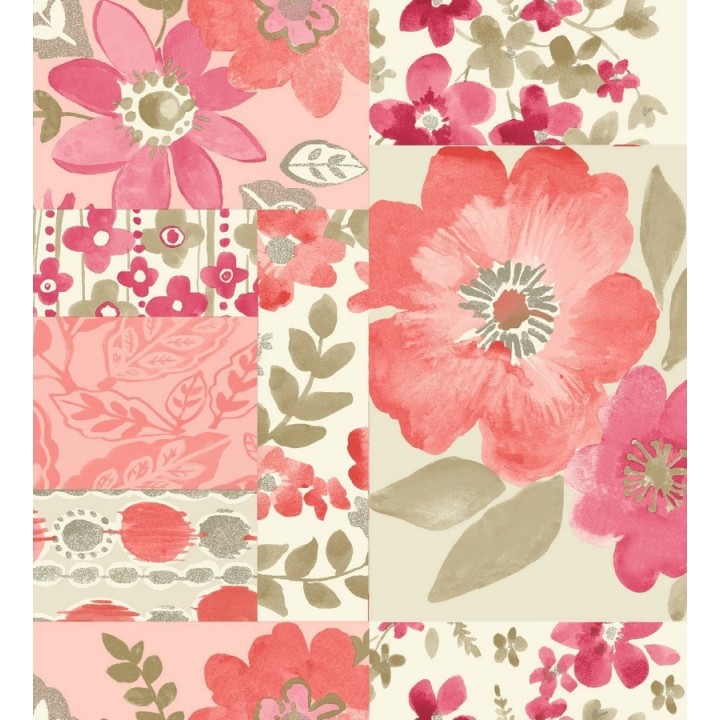 Papel pintado collage artístico de flores y hojas - Nayeli 564562