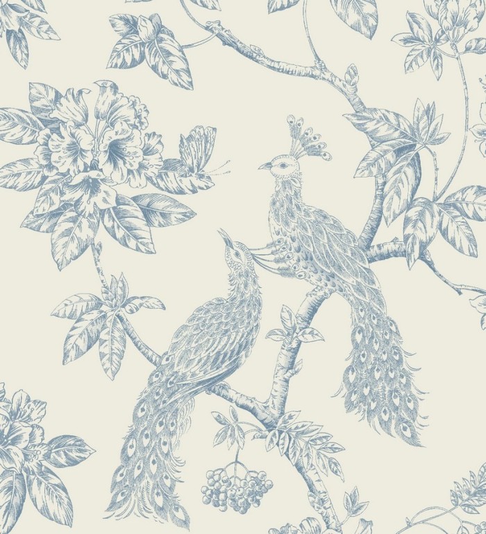 Papel pintado pavos reales en ramas florales ingleses - Royal Garden 564564