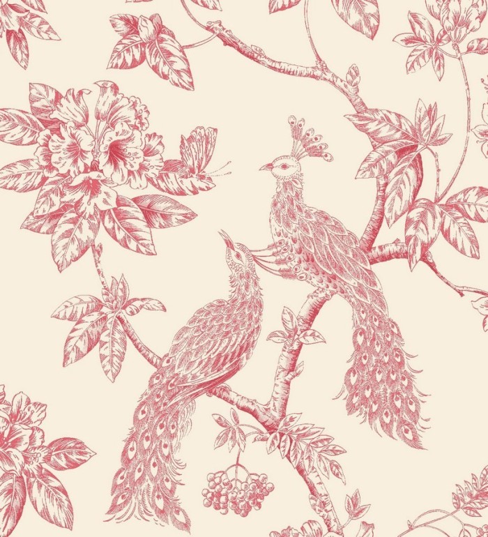 Papel pintado pavos reales en ramas florales ingleses - Royal Garden 564565