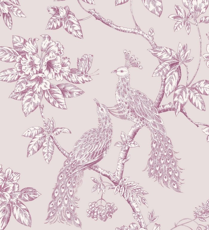 Papel pintado pavos reales en ramas florales ingleses - Royal Garden 564567