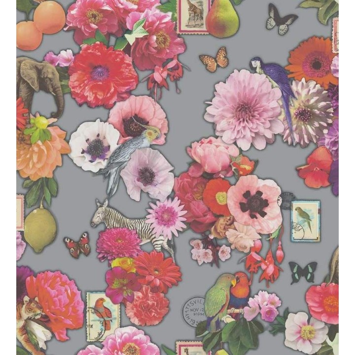 Papel pintado collage surrealista animales y flores - Brenda 564590