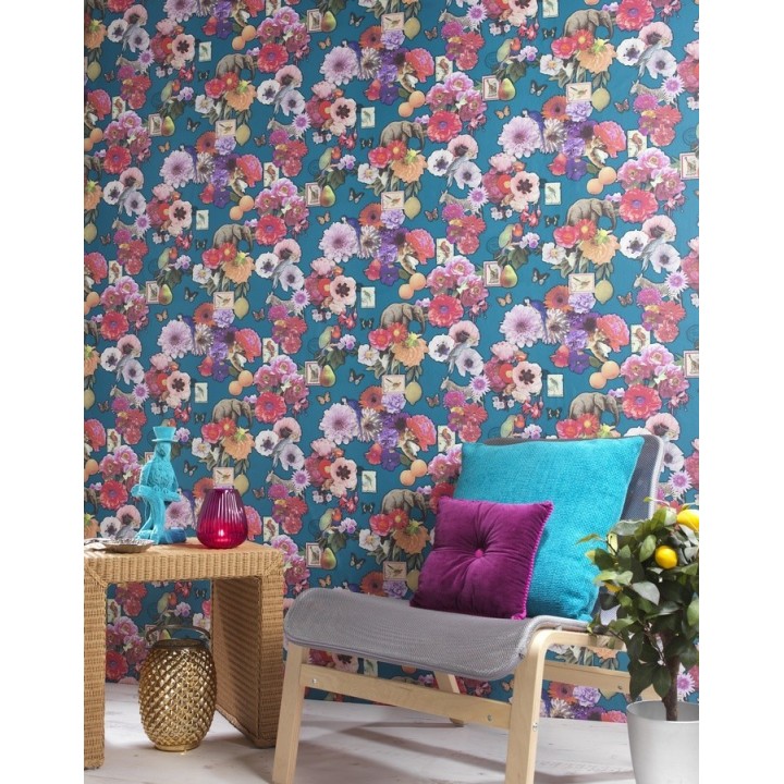 Papel pintado collage surrealista animales y flores - Brenda 564591