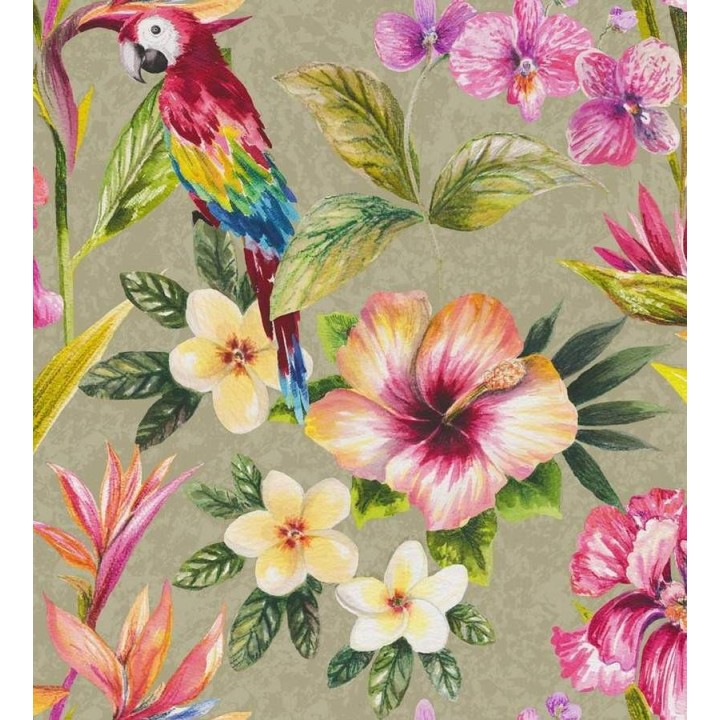 Papel pintado naturaleza de flores y loros artístico - Pacific Dream 564600