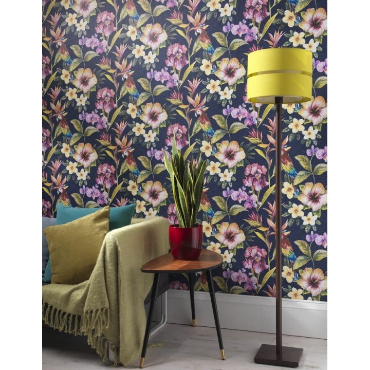 Papel pintado naturaleza de flores y loros artístico - Pacific Dream 564601