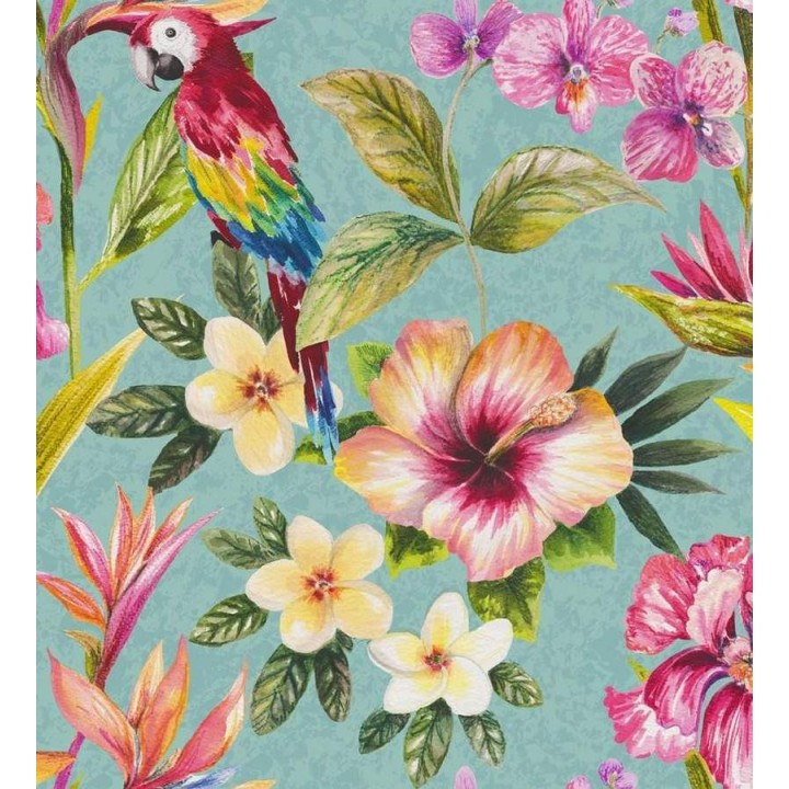 Papel pintado naturaleza de flores y loros artístico - Pacific Dream 564602