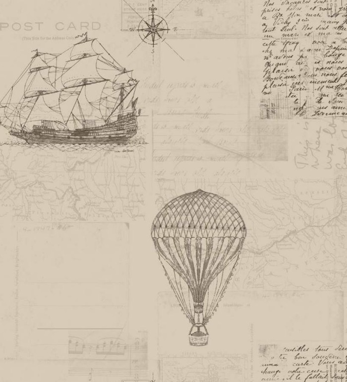Papel pintado barcos y cartas de viaje vintage - Surkán 564612
