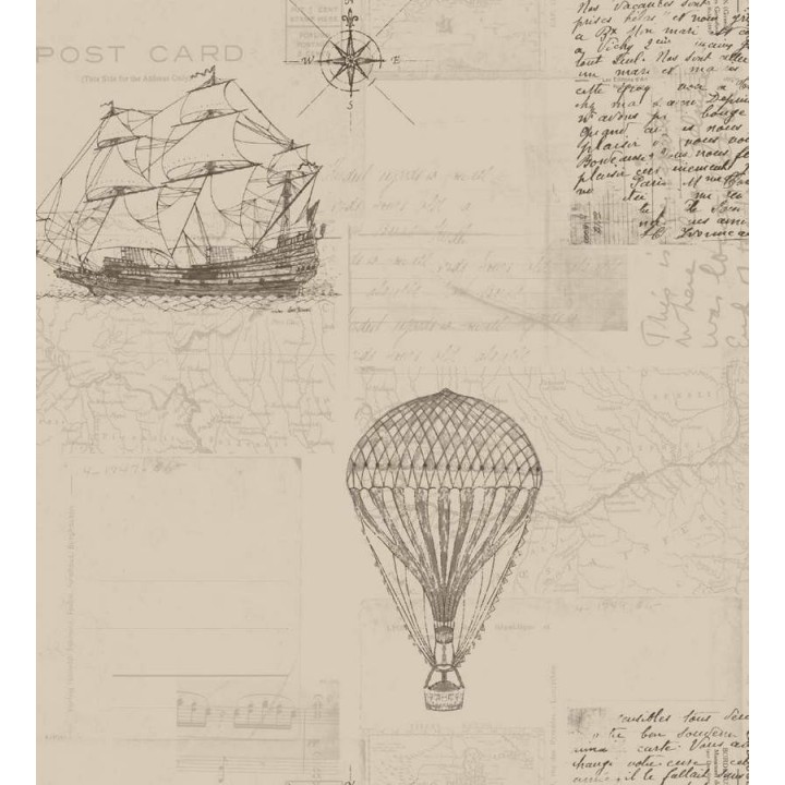 Papel pintado barcos y cartas de viaje vintage - Surkán 564612