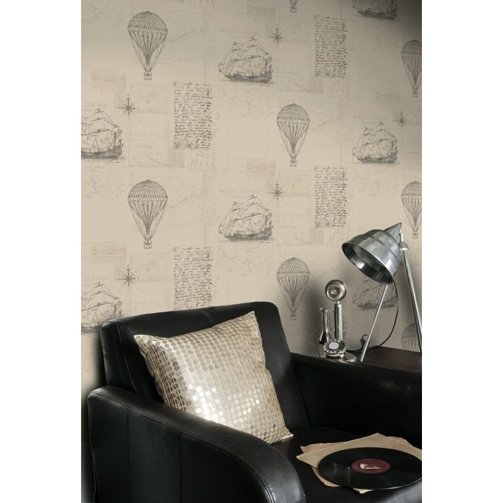 Papel pintado barcos y cartas de viaje vintage - Surkán 564612